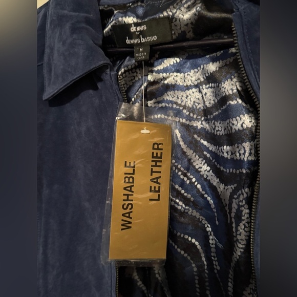 NWT Dennis by Dennis Basso Royal Blue Washable Leather Zip Up Jacket Womens Sz M - Picture 9 of 9